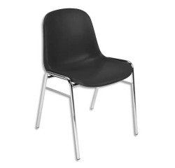 Chaise coque beta noire piètement acier chromé empilable