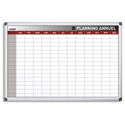 Planning Annuel perpétuel Banc magnétique effaçable à sec, cadre aluminium L90 x H60 cm