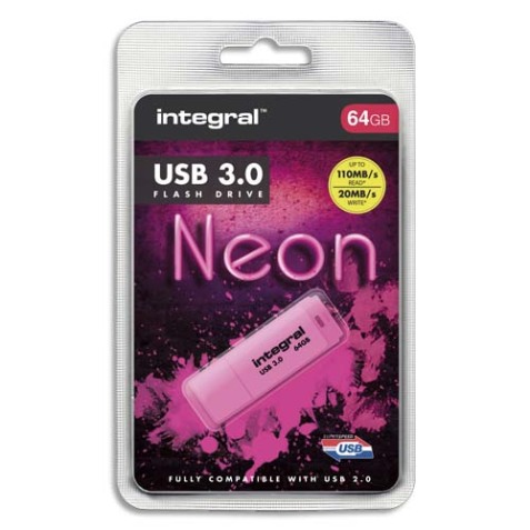 Clé USB 3.0 Neon 64Go Rose INFD64GoNEONPK3.0