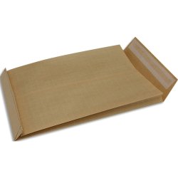 Paquet de 50 pochettes kraft armé blond auto-adhésives 120g format C4 229x324 à soufflets de 30 mm