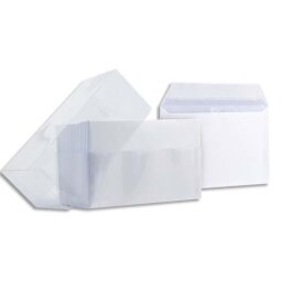 Boîte de 100 enveloppes visite Blanches auto-adhésives 120g, format 90x140 mm