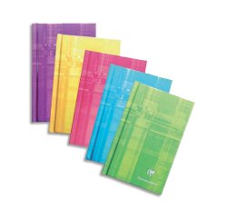 Carnet brochure rembordée rigide 7,5x12cm 128 pages petits carreaux - Assortis