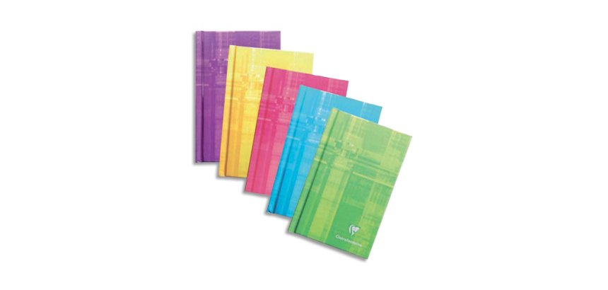 Carnet brochure rembordée rigide 7,5x12cm 128 pages petits carreaux - Assortis