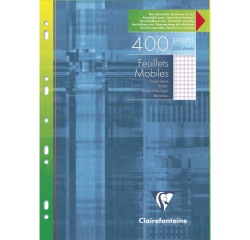 Feuillets mobiles sous étui A4 400 pages perforées petits carreaux + marge