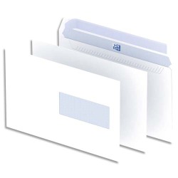 Boîte de 500 enveloppes Blanches auto-adhésives 90g format C5 162x229 mm avec fenêtre 45x100 mm