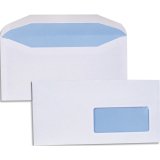 Boîte de 1000 enveloppes Blanches gommées 80g mise sous pli automatique DL2 114X229 fenêtre 45x100