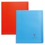 Cahier piqué Koverbook A4 96 pages grands carreaux couverture polypropylène transparent - Assortis