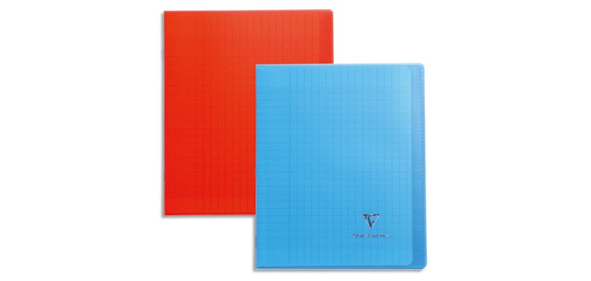 Cahier piqué Koverbook A4 96 pages grands carreaux couverture polypropylène transparent - Assortis