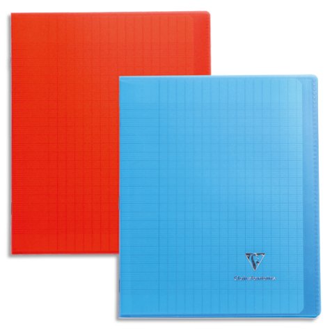 Cahier piqué Koverbook A4 96 pages grands carreaux couverture polypropylène transparent - Assortis