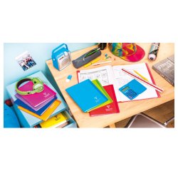 Cahier piqué Koverbook 17x22cm 96 pages grands carreaux couverture polypropylène transparent - Assortis