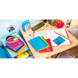 Cahier piqué Koverbook 17x22cm 96 pages grands carreaux couverture polypropylène transparent - Assortis