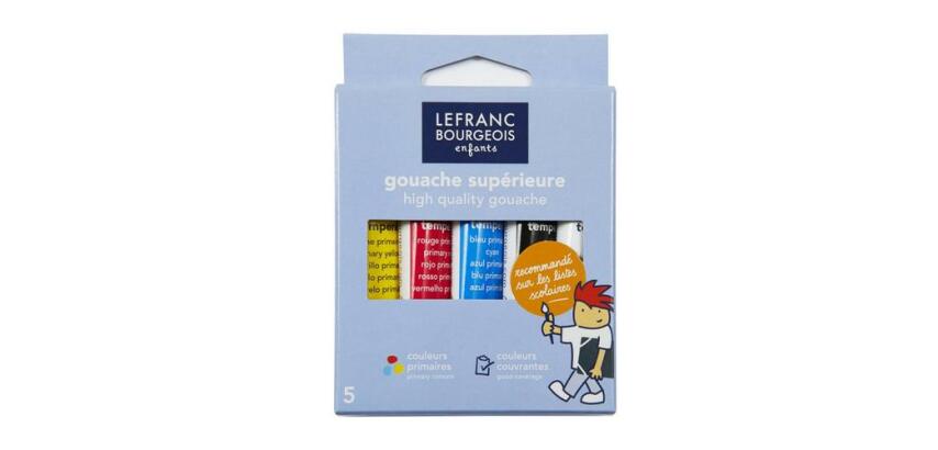 Gouache lefranc bourgeois sans composants toxiques boîte pegboardable 5 tubes 10ml