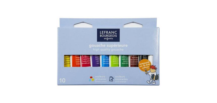 Gouache lefranc bourgeois sans composants toxiques boîte pegboardable 10 tubes 10ml