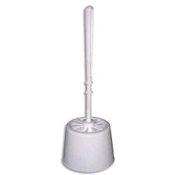 Porte-brosse et brosse WC économique en polypropylène Blanc - Diamètre 13 x Hauteur 38 cm