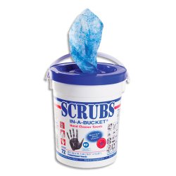 Seau de 72 lingettes professionnelles nettoyantes SCRUBS pour les mains