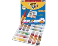 Feutre coloriage bic kids decoralo pointe ogive extra large bloquée 12 couleurs assorties spécial école 48 unités