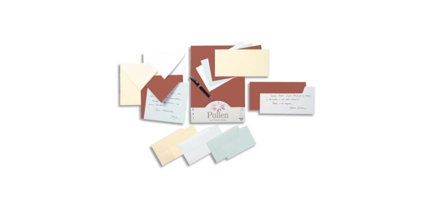 Carte correspondance clairefontaine pollen 210g/m2 110x155mm coloris blanc paquet25 feuilles