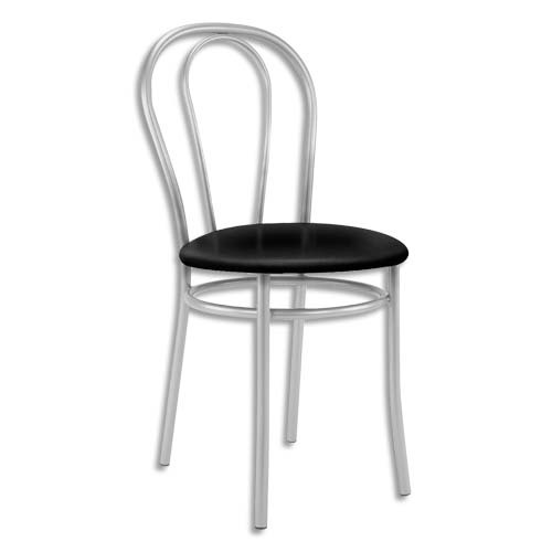 Chaise de collectivité Tulipan assise simili cuir Noir et structure alu - Assise Ø 41 c - hauteur 48/86 cm