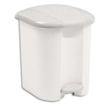 Collecteur Blanc à pédale, capacité 15 litres en platsique - Dim. : L32,2 x H39 x P31,4 cm