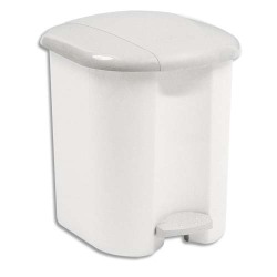 Collecteur Blanc à pédale, capacité 15 litres en platsique - Dim. : L32,2 x H39 x P31,4 cm