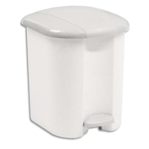 Collecteur Blanc à pédale, capacité 15 litres en platsique - Dim. : L32,2 x H39 x P31,4 cm