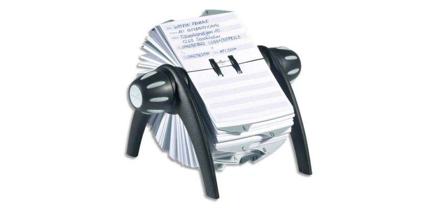 Fichier rotatif TELEINDEX flip, argent métal./ bleu