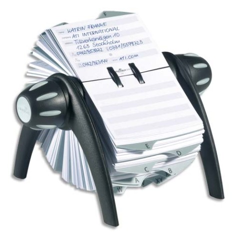 Fichier rotatif TELEINDEX flip, argent métal./ bleu