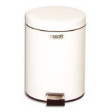 Poubelle collecteur en métal 5,6L bac plastique avec couvercle Blanc - D29 x H20 cm