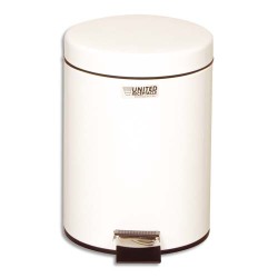 Poubelle collecteur en métal 5,6L bac plastique avec couvercle Blanc - D29 x H20 cm