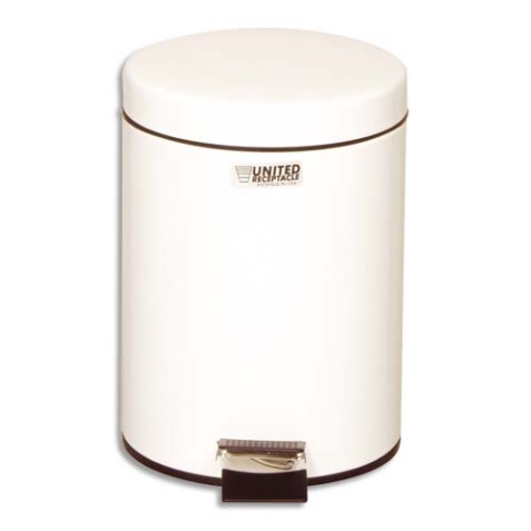 Poubelle collecteur en métal 5,6L bac plastique avec couvercle Blanc - D29 x H20 cm
