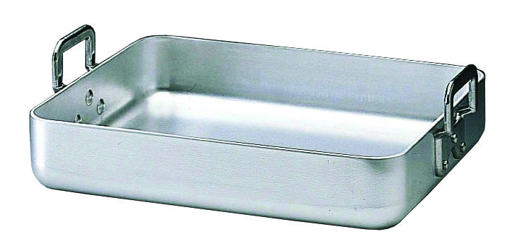 Plat à rôtir aluminium anses fixes rivetées L 35 x l 28 cm