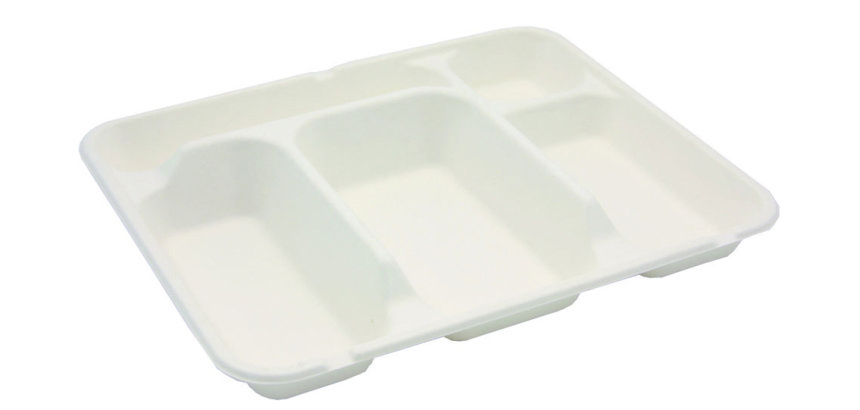 Plateau 5 compartiments biodégradable 30 x 24,5 x 4 cm - Lot de 200