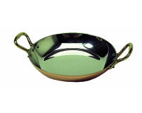 Plat rond à anses cuivre/intérieur cuivre Elégance