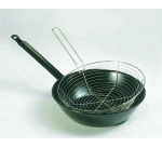 Poêle à frire tôle émaillée avec panier Ø 24 cm