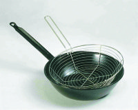 Poêle à frire tôle émaillée avec panier Ø 24 cm