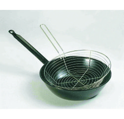 Poêle à frire tôle émaillée avec panier Ø 24 cm