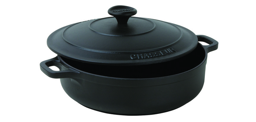 Cocotte ronde basse avec couvercle fonte émaillée Chasseur