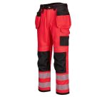 Portwest T501 PW3 Hi-Vis Werkbroek met Holster Pockets Rouge/noir - Maat 28 - Standaard