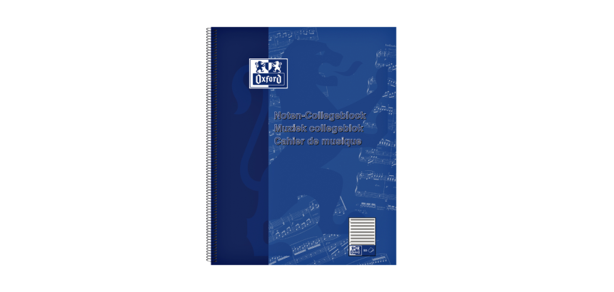 Cahier de musique Oxford A4+ 4 perforations 100 pages 80g bleu