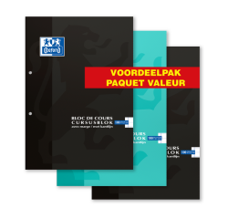 Bloc de cours Oxford School A4 2 perforations ligné 100 fls lot avantageux asorti