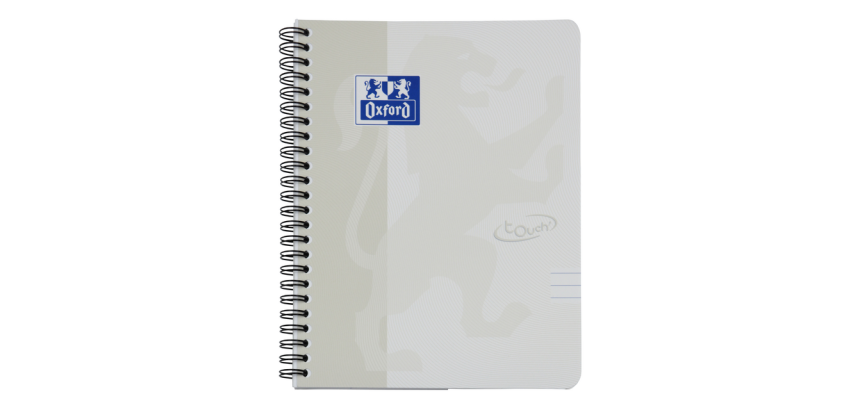 Bloc à spirale Oxford Touch A5 ligné 140pages 80g gris clair