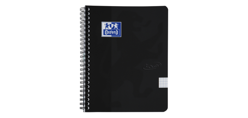 Bloc à spirale Oxford Touch A5 carreau 5mm 140 pages 80g noir