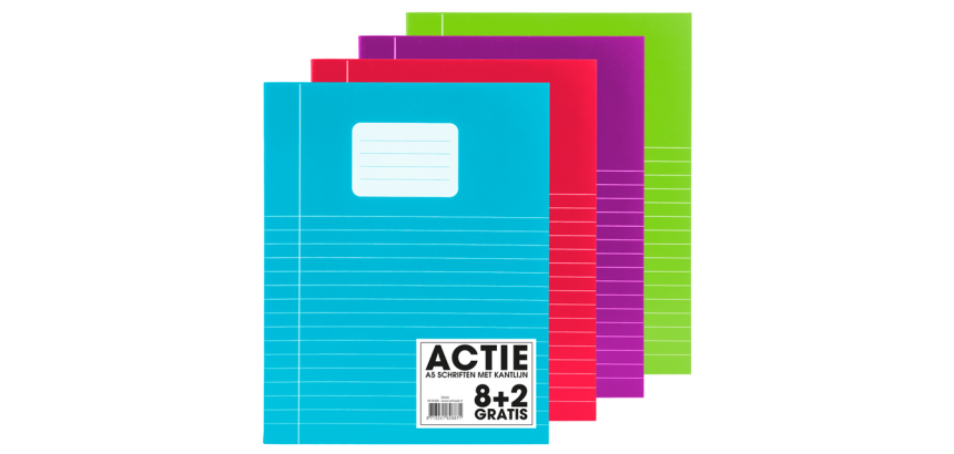 Schrift SOHO Trend A5 lijn 80 pagina's 70gr assorti 8+2 gratis