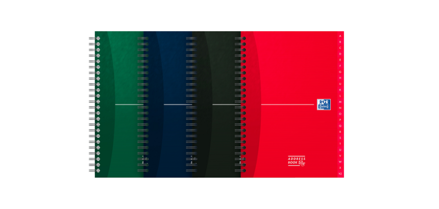 Carnet d’adresses Oxford Essentials A5 72 feuilles double spirale assorti