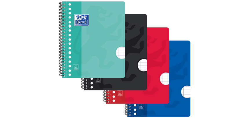 Collegeblok Oxford School A5+ lijn 17-gaats 160 pagina's 80gr assorti