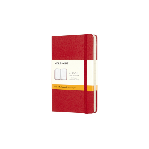 Notitieboek Moleskine pocket 90x140mm lijn hard cover rood