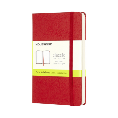 Notitieboek Moleskine pocket 90x140mm blanco hard cover rood