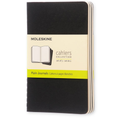 En_libreta moleskine tapa dura liso 64 hojas con 16 hojas desmontables color negro pack de 3 unidades 90x140 mm