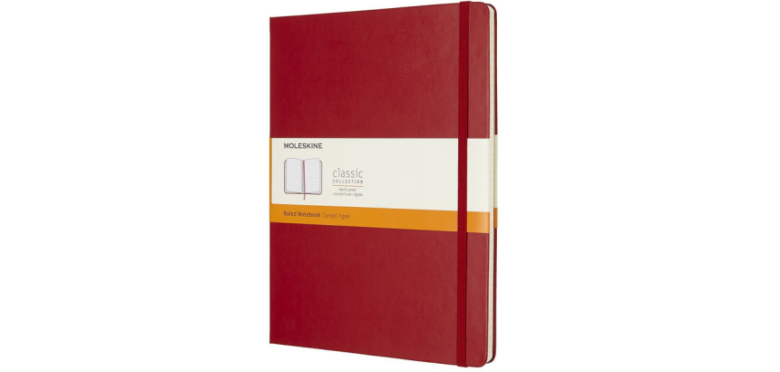 Carnet de notes Moleskine XL 190x250mm uni rigide rouge écarlate