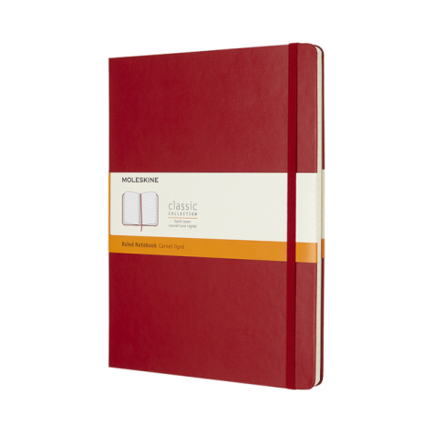 Notitieboek Moleskine XL 190x250mm lijn hard cover scarlet red